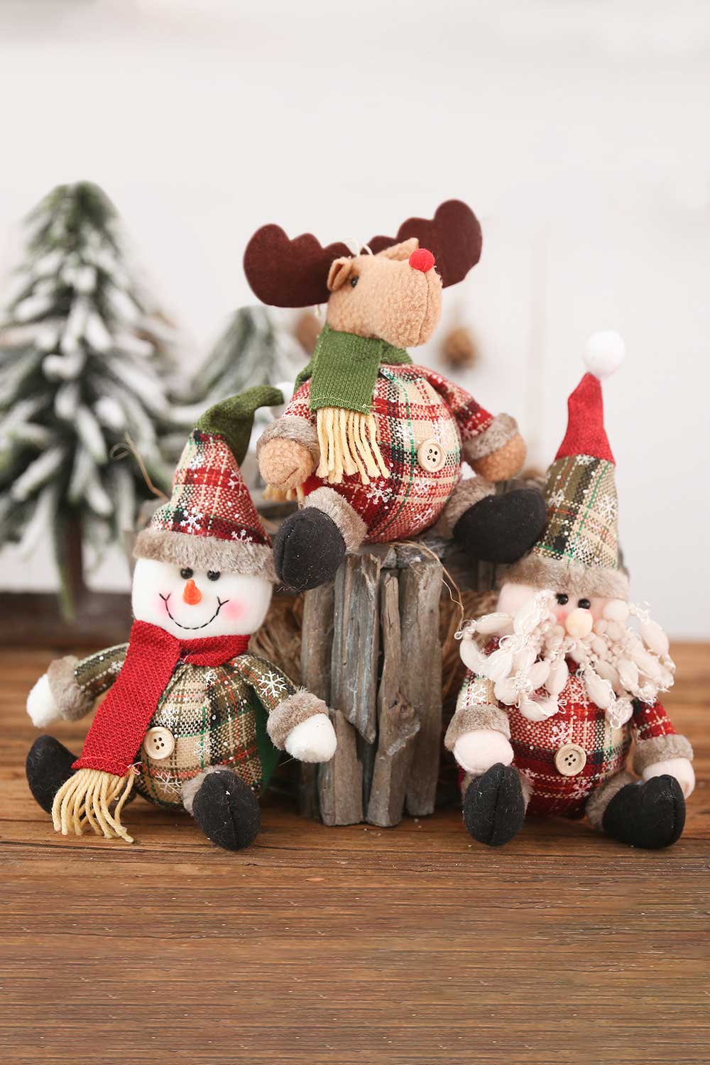 3-Pack Plush Christmas Figure Ornaments-TOPS / DRESSES-[Adult]-[Female]-Santa/Sonwman/Elk-One Size/3 Pack-2022 Online Blue Zone Planet