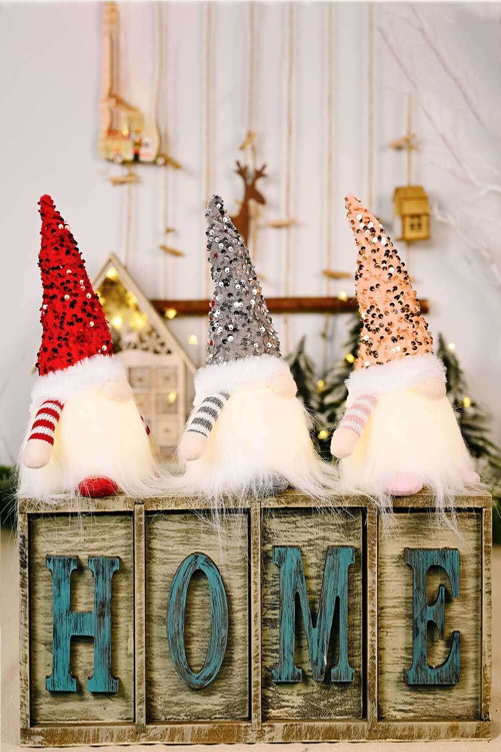 3-Pack Sequined Light-Up Christmas Gnomes-TOPS / DRESSES-[Adult]-[Female]-Red/Pink/Gray-One Size/3 Pack-2022 Online Blue Zone Planet