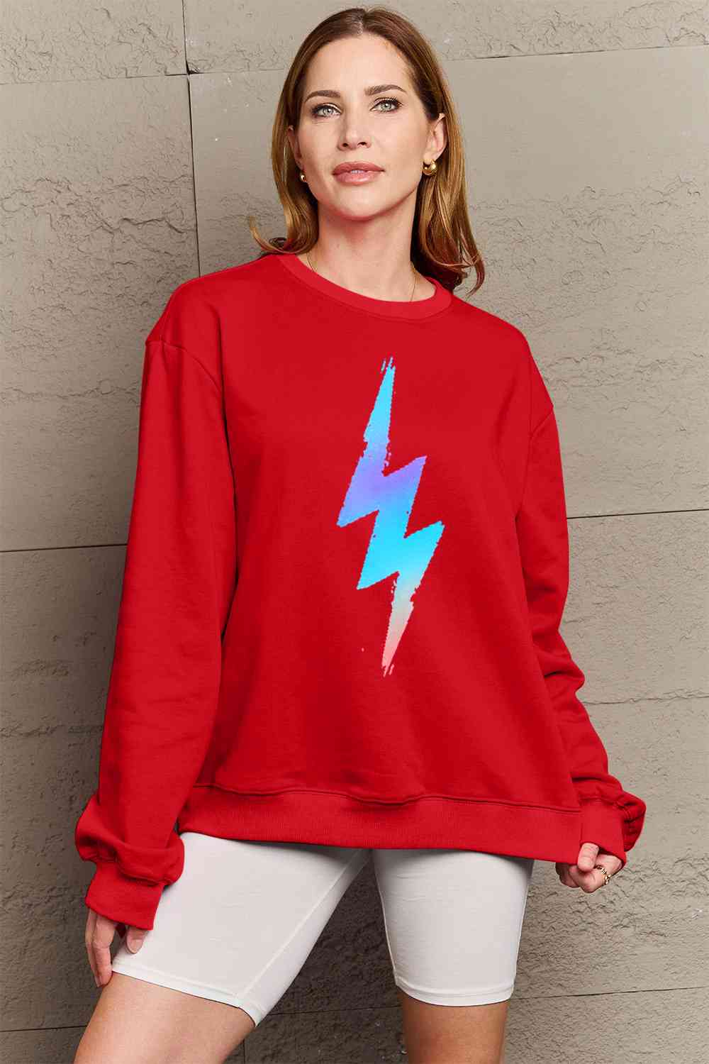 Simply Love Full Size Graphic Round Neck Sweatshirt BLUE ZONE PLANET