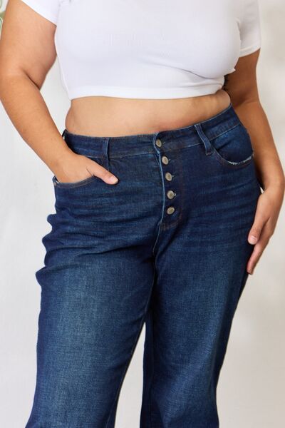Judy Blue Full Size Button-Fly Straight Jeans BLUE ZONE PLANET