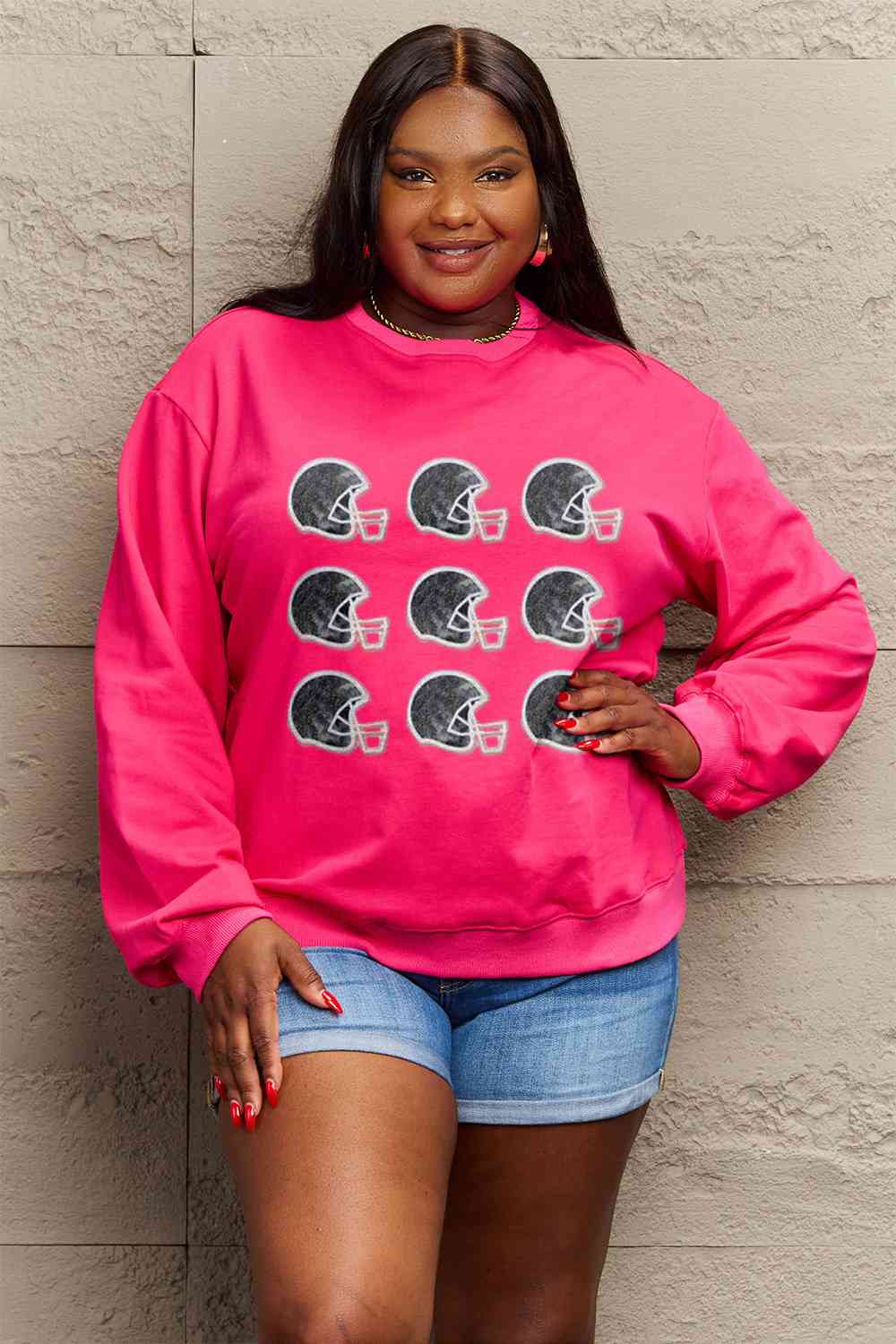 Simply Love Full Size Graphic Round Neck Sweatshirt BLUE ZONE PLANET