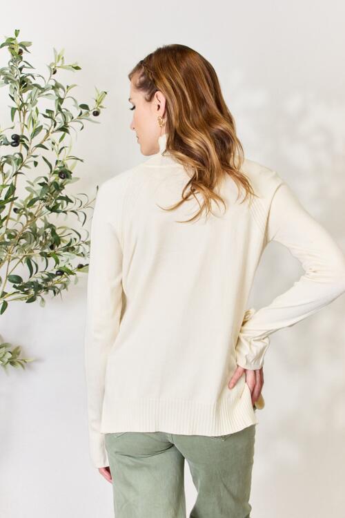 Heimish Full Size Ribbed Bow Detail Long Sleeve Turtleneck Knit Top BLUE ZONE PLANET