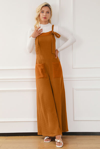 Pocketed Square Neck Wide Strap Jumpsuit Trendsi