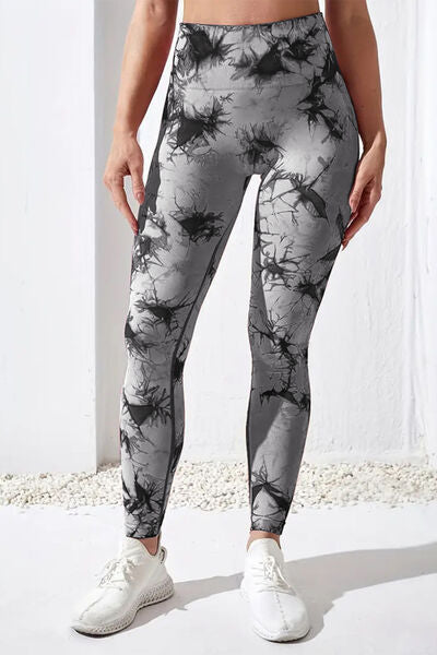 Printed High Waist Active Pants BLUE ZONE PLANET