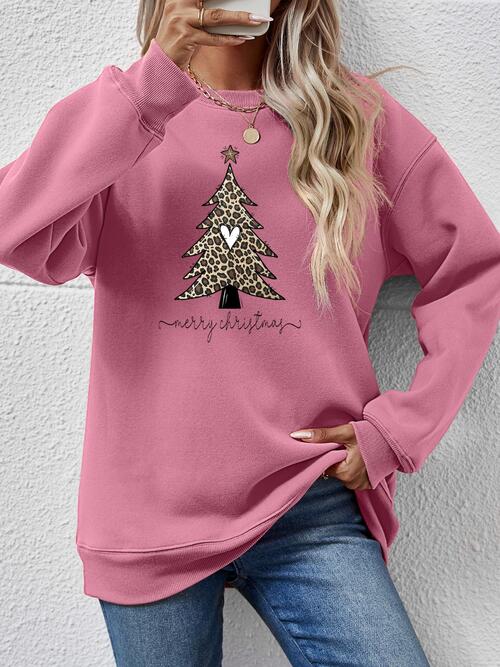 Christmas Tree Graphic Long Sleeve Sweatshirt BLUE ZONE PLANET