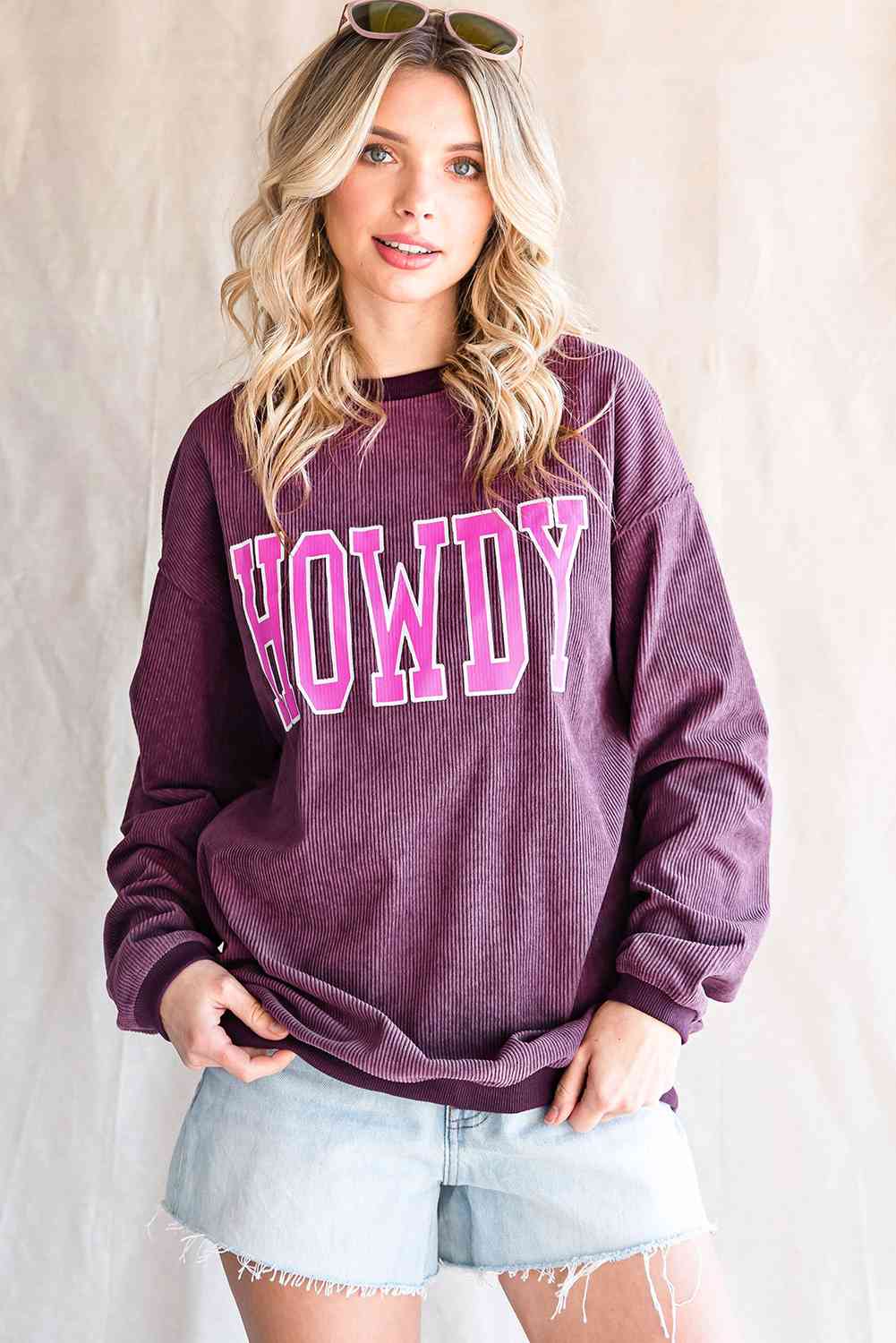 HOWDY Graphic Dropped Shoulder Sweatshirt BLUE ZONE PLANET