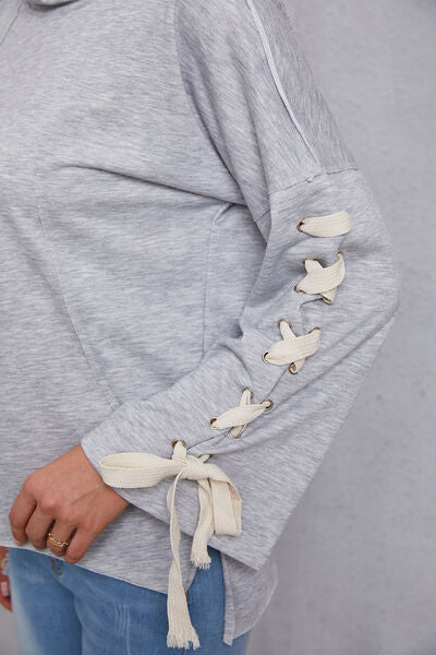 Tied Dropped Shoulder Hoodie Trendsi