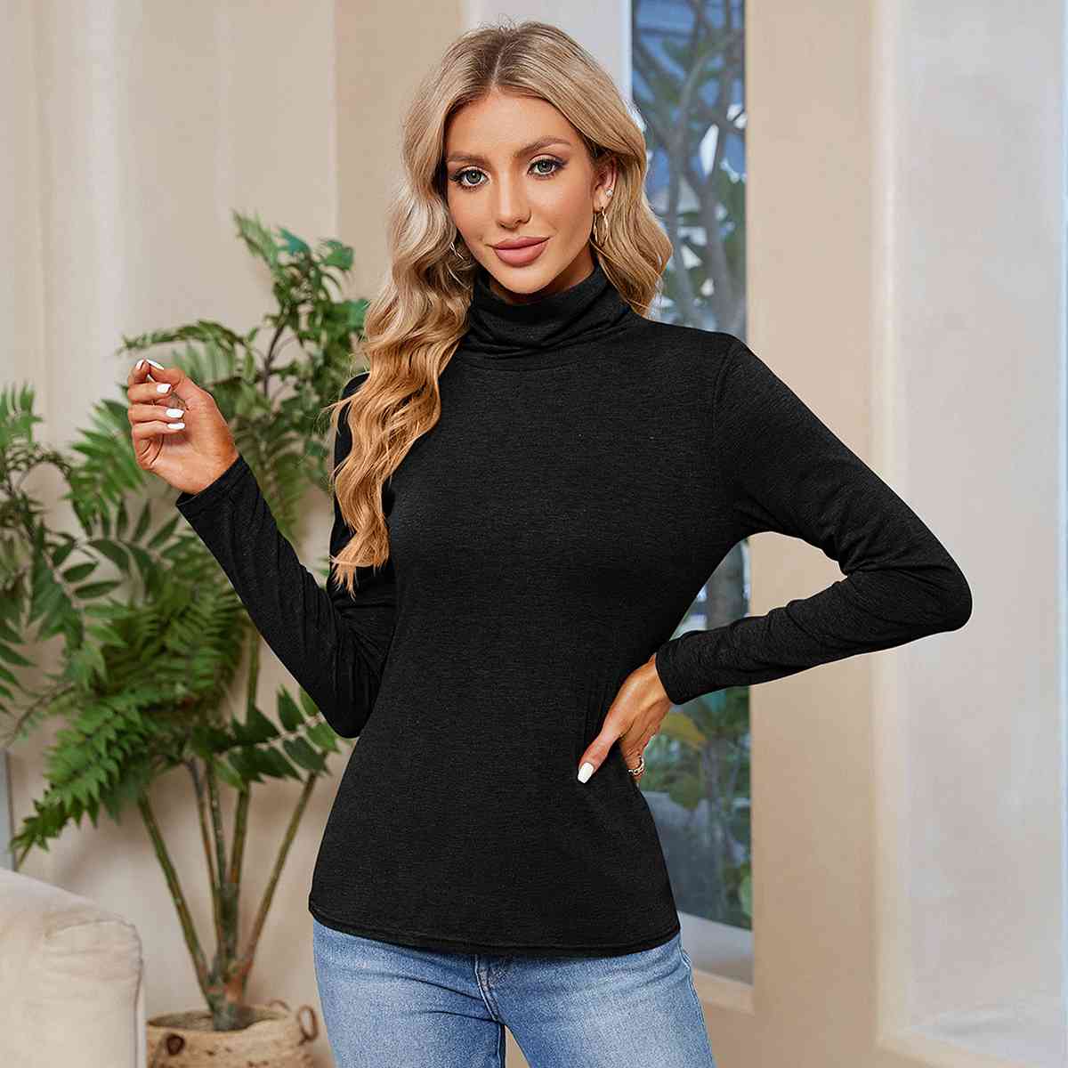 Turtleneck Long Sleeve T-Shirt BLUE ZONE PLANET