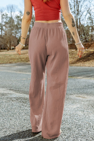 Blue Zone Planet |  Texture Tied Wide Leg Pants BLUE ZONE PLANET