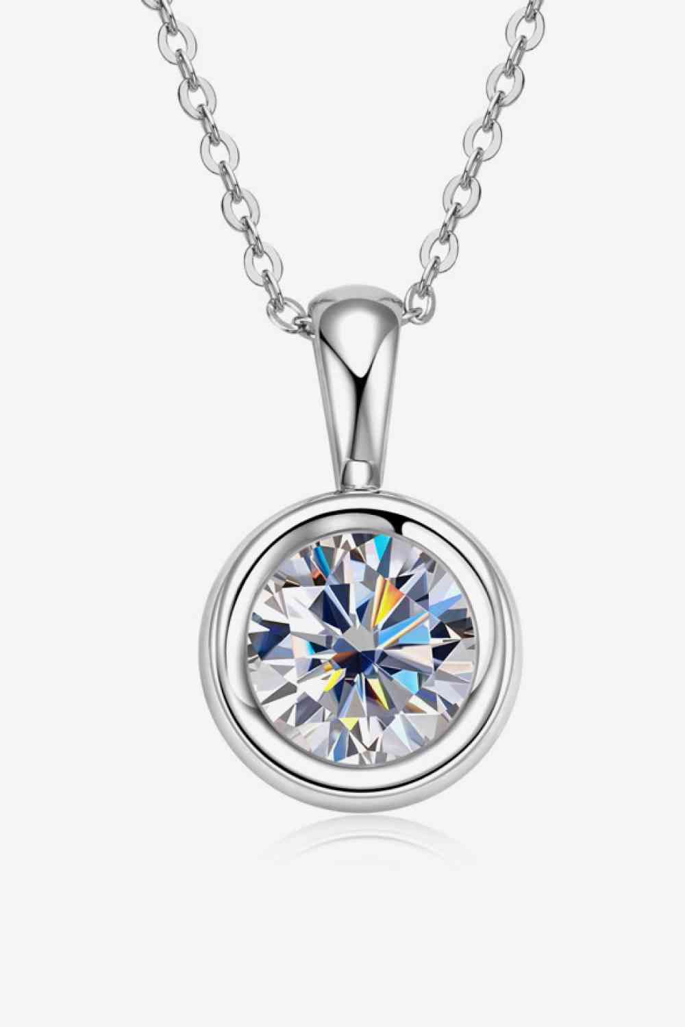 2 Carat Moissanite 925 Sterling Silver Necklace BLUE ZONE PLANET