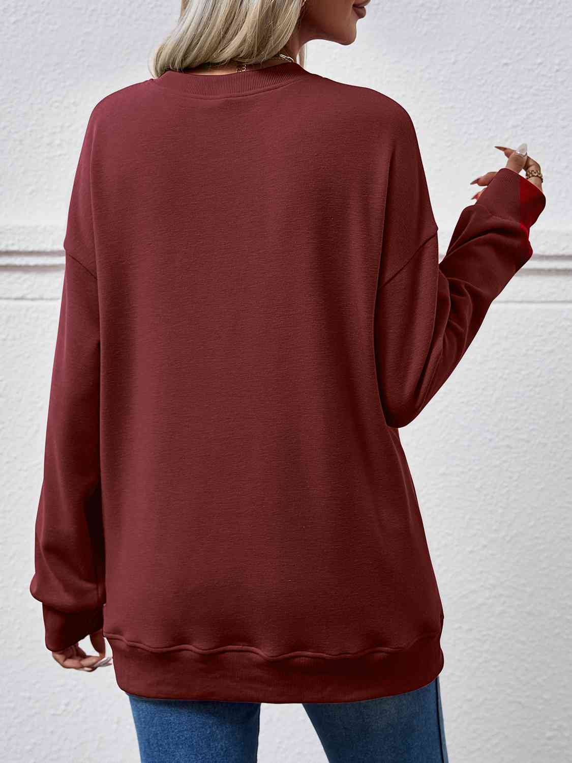 Dropped Shoulder Sweatshirt with Pockets BLUE ZONE PLANET