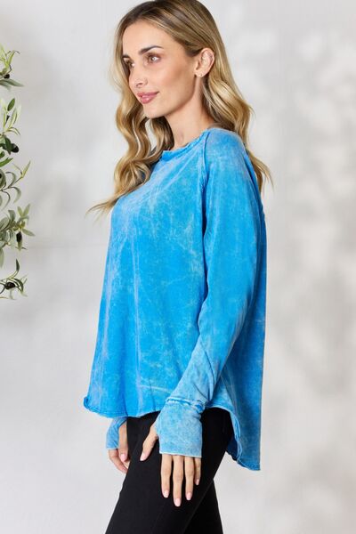 Blue Zone Planet |  Zenana Round Neck Long Sleeve Top BLUE ZONE PLANET