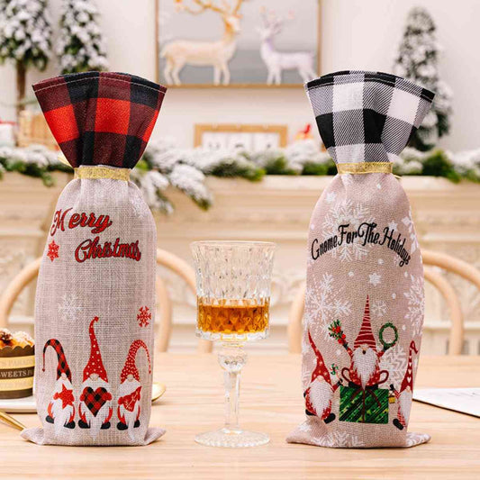 2-Piece Christmas Plaid Wine Bottle Covers BLUE ZONE PLANET