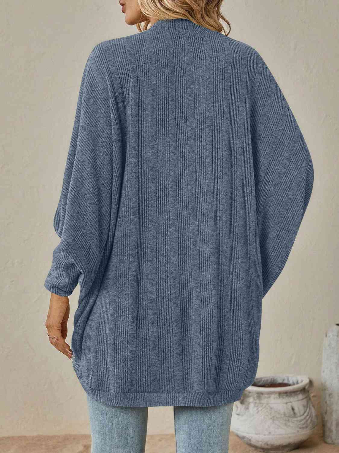 Open Front  Dropped Shoulder Cardigan BLUE ZONE PLANET