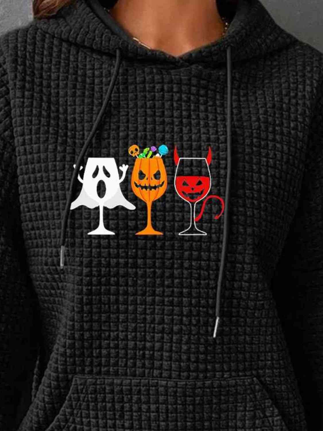 Halloween Graphic Hoodie with Front Pocket BLUE ZONE PLANET