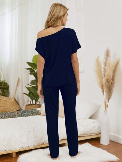 Blue Zone Planet |  Round Neck Top and Pants Lounge Set BLUE ZONE PLANET