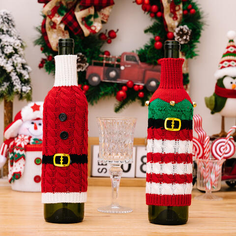 Blue Zone Planet |  2-Piece Cable-Knit Wine Bottle Covers BLUE ZONE PLANET
