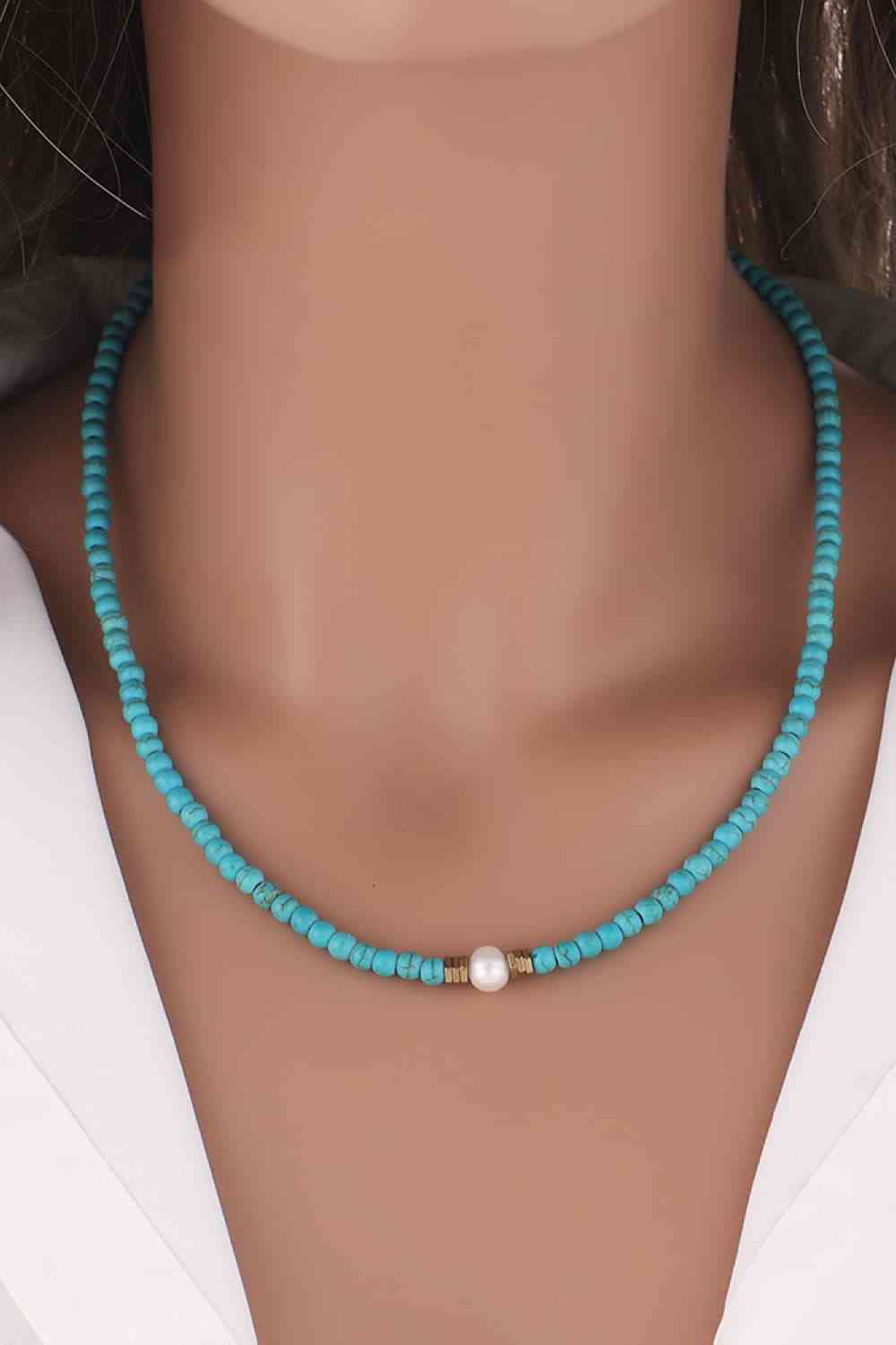 Turquoise & Pearl Necklace BLUE ZONE PLANET