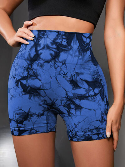 Blue Zone Planet |  Tie-Dye High Waist Wide Waistband Active Shorts BLUE ZONE PLANET