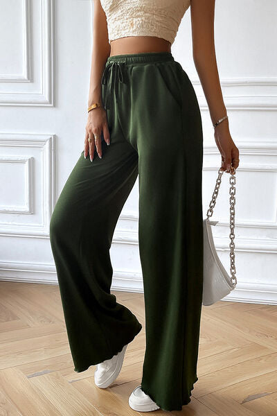 Drawstring Wide Leg Pants with Pocketed BLUE ZONE PLANET