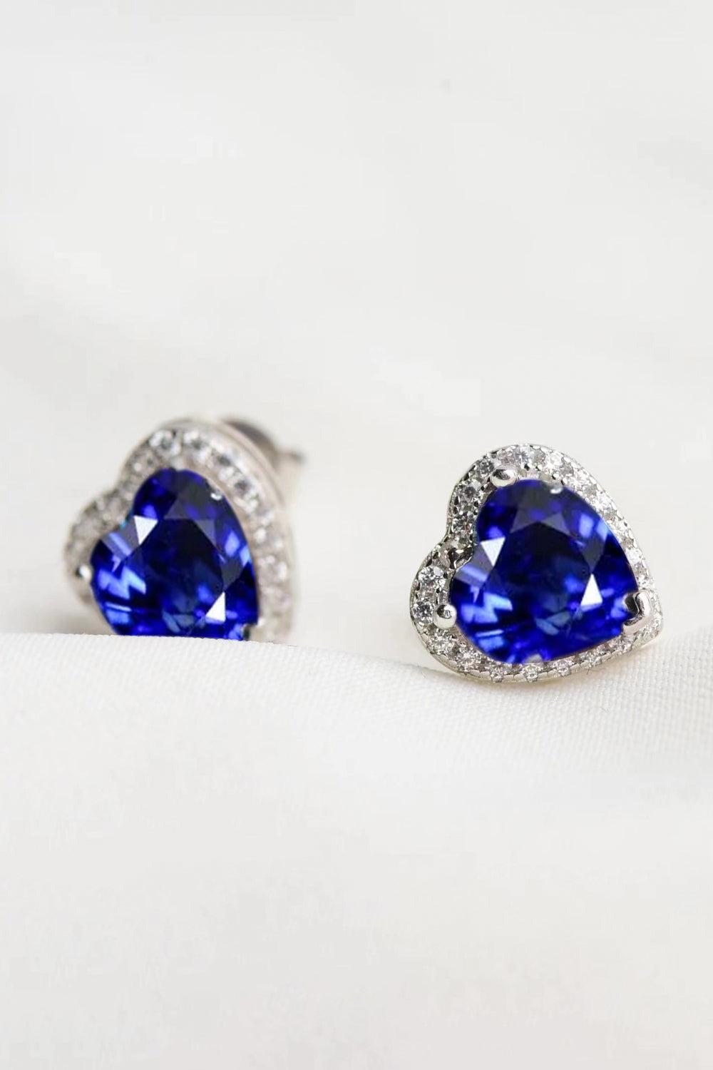 4 Carat Moissanite Heart-Shaped Stud Earrings BLUE ZONE PLANET