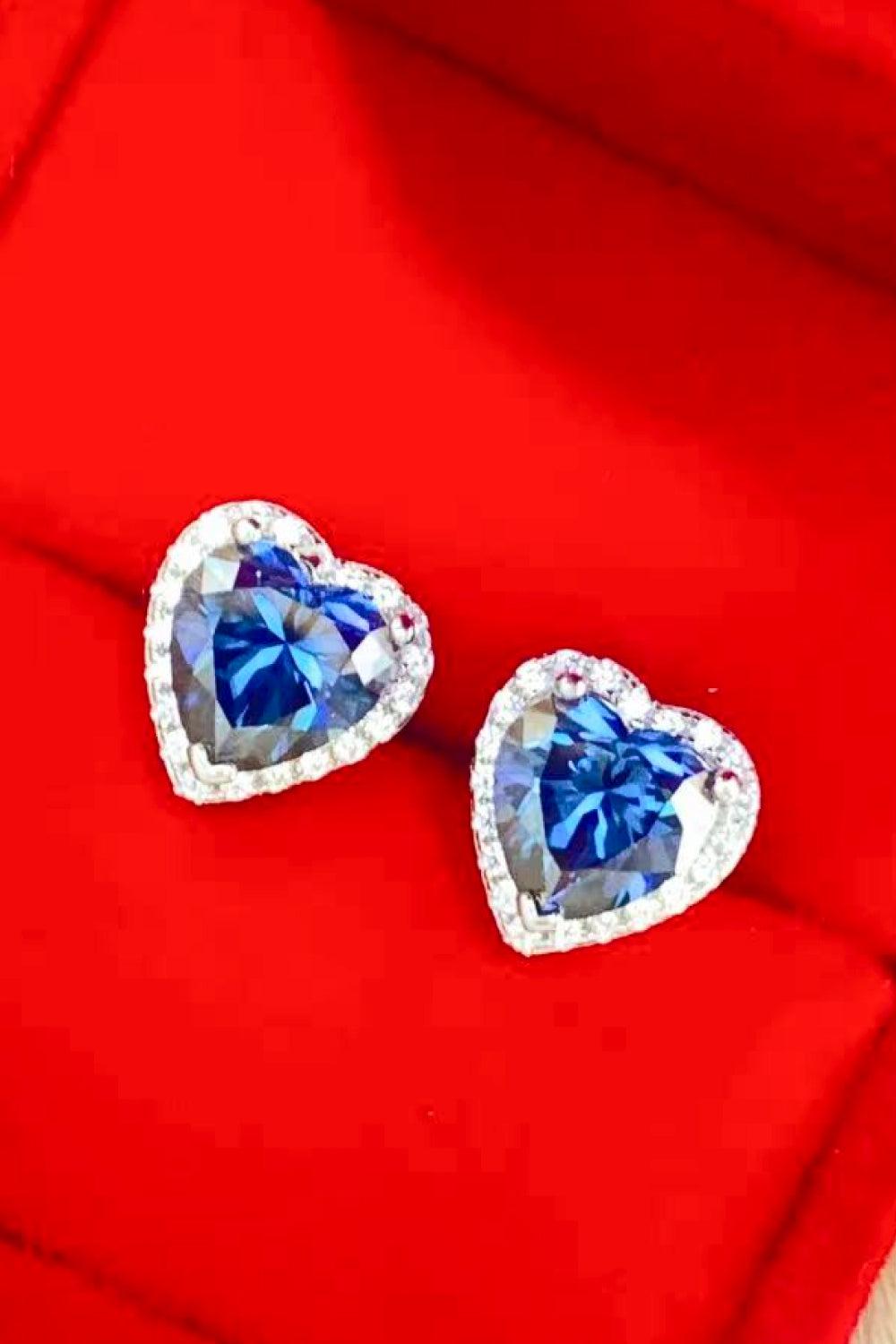 4 Carat Moissanite Heart-Shaped Stud Earrings BLUE ZONE PLANET