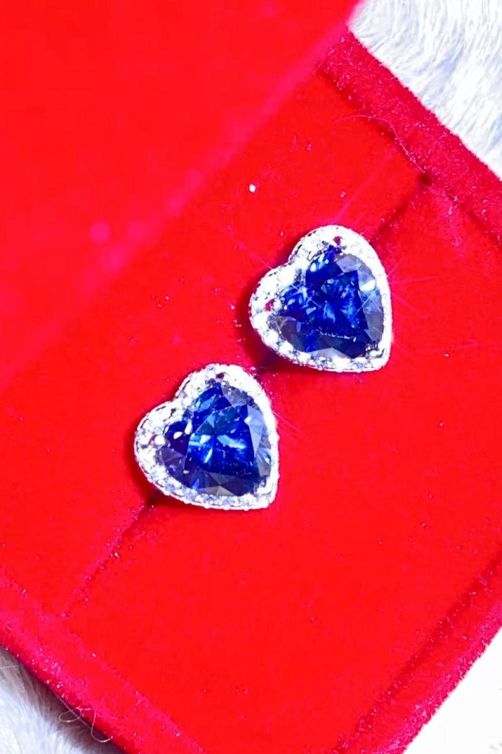 4 Carat Moissanite Heart-Shaped Stud Earrings BLUE ZONE PLANET