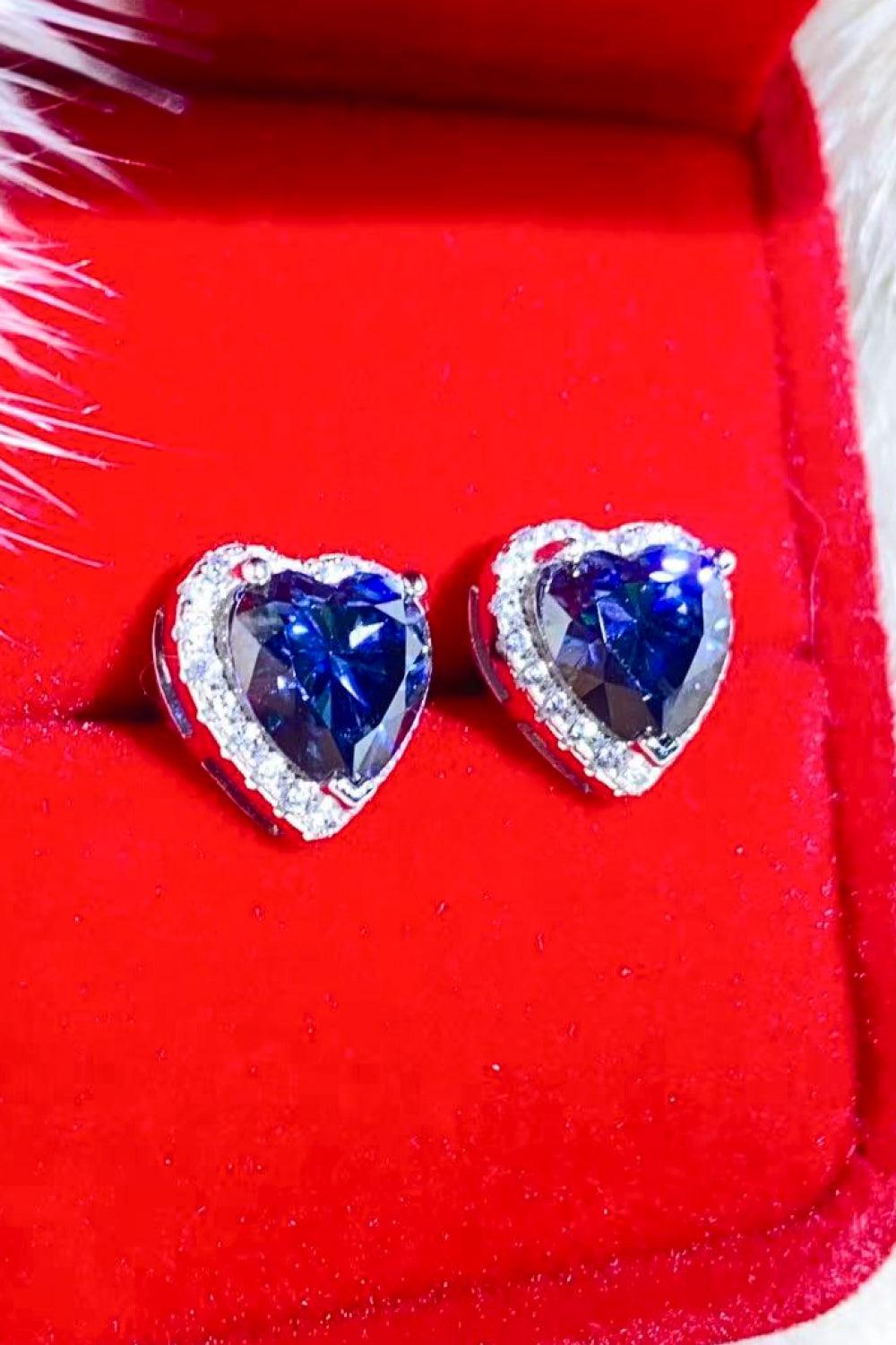 4 Carat Moissanite Heart-Shaped Stud Earrings BLUE ZONE PLANET