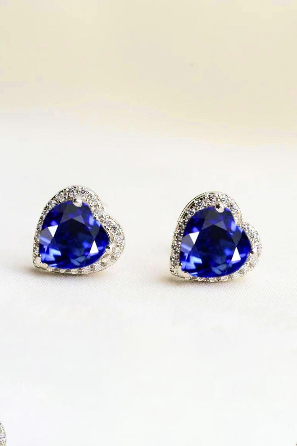 4 Carat Moissanite Heart-Shaped Stud Earrings BLUE ZONE PLANET