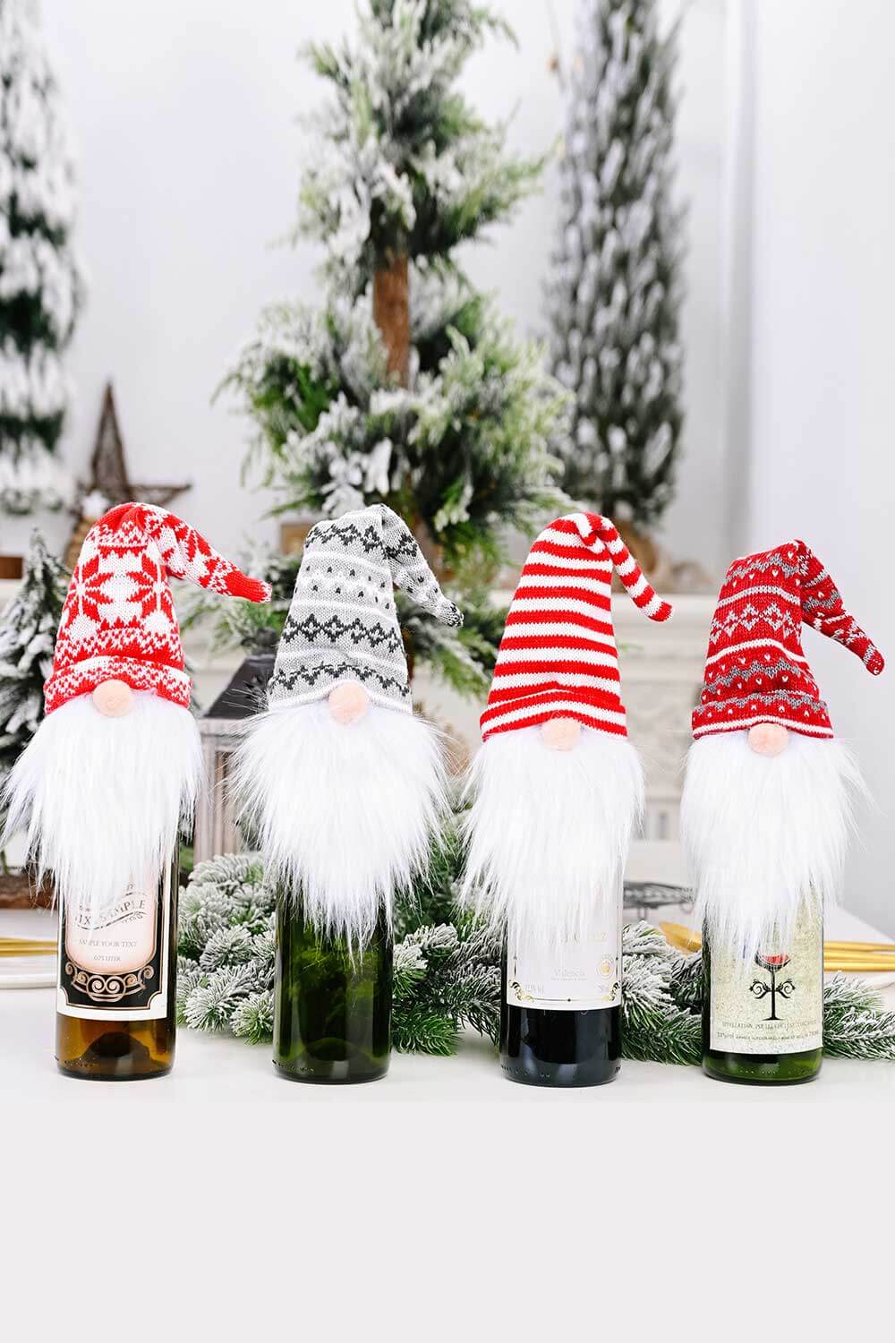 4-Pack Christmas Faceless Gnome Wine Bottle Covers-[Adult]-[Female]-Santa Hat-One Size/4 Pack-2022 Online Blue Zone Planet