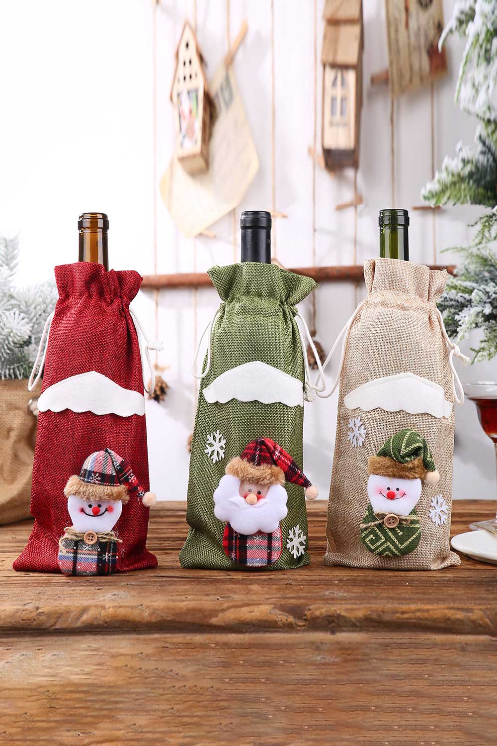 4-Pack Christmas Gnome Bottle Cover-[Adult]-[Female]-Red/Green/Beige Snowman/Beige Elk-One Size/4 Pack-2022 Online Blue Zone Planet