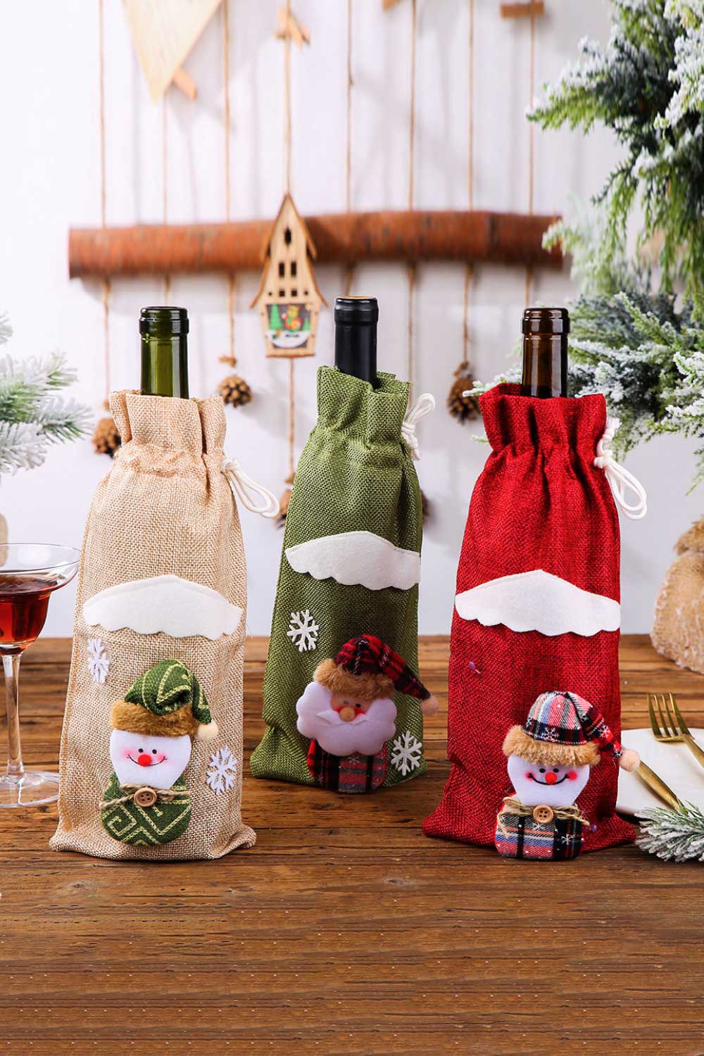 4-Pack Christmas Gnome Bottle Cover-[Adult]-[Female]-Red/Green/Beige Snowman/Beige Elk-One Size/4 Pack-2022 Online Blue Zone Planet