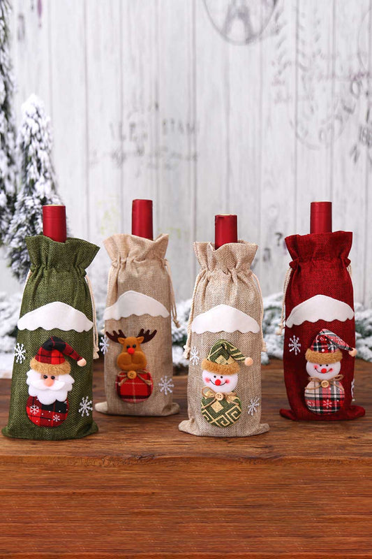 4-Pack Christmas Gnome Bottle Cover-[Adult]-[Female]-Red/Green/Beige Snowman/Beige Elk-One Size/4 Pack-2022 Online Blue Zone Planet