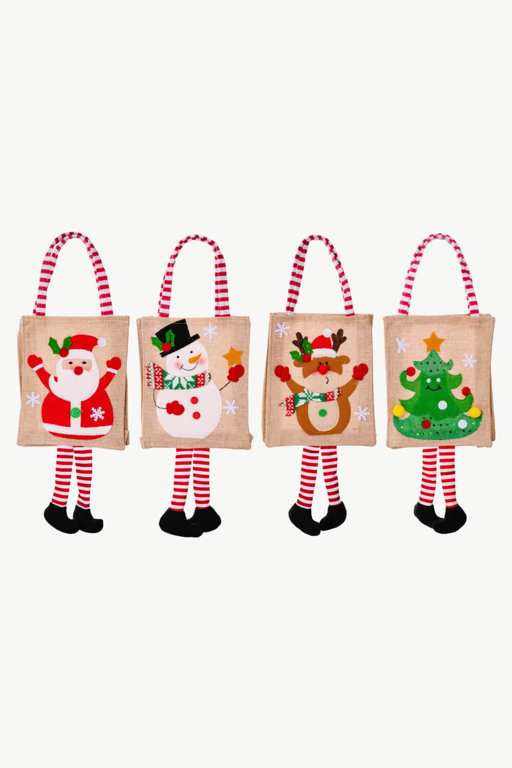 4-Pack Christmas Gnome Graphic Striped Gift Bag-[Adult]-[Female]-Santa/Snowman/Elk/Christmas Tree-One Size/4 Pack-2022 Online Blue Zone Planet