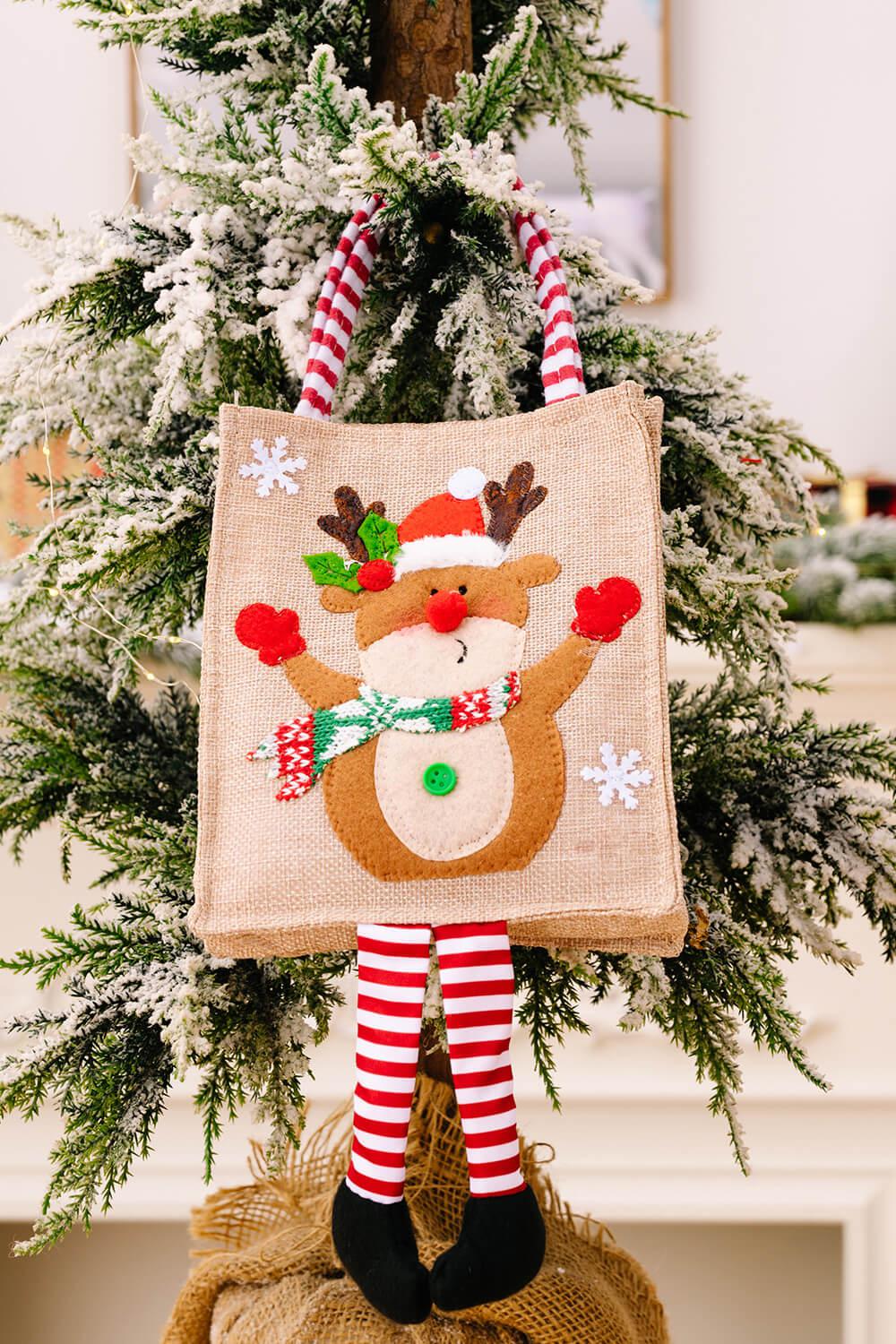 4-Pack Christmas Gnome Graphic Striped Gift Bag-[Adult]-[Female]-Santa/Snowman/Elk/Christmas Tree-One Size/4 Pack-2022 Online Blue Zone Planet