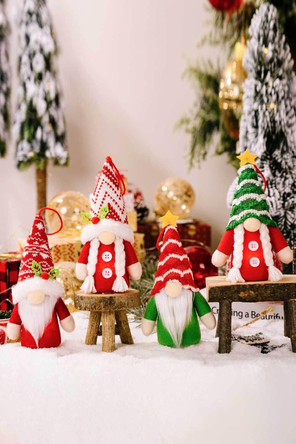 4-Pack Christmas Light-Up Faceless Gnome Hanging Widgets-TOPS / DRESSES-[Adult]-[Female]-Red Stripe/Green Stripe/Red/Green-One Size/4 Pack-2022 Online Blue Zone Planet