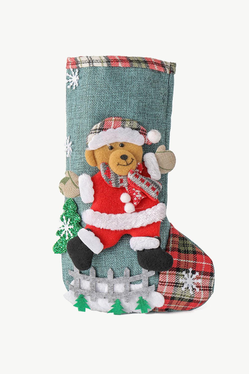 4-Pack Plaid Christmas Stockings-TOPS / DRESSES-[Adult]-[Female]-Santa/Sonwman/Elk/Bear-One Size/4 Pack-2022 Online Blue Zone Planet