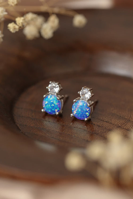 4-Prong Opal Stud Earrings BLUE ZONE PLANET
