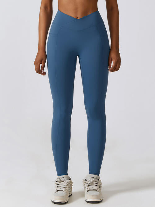 Wide Waistband Active Leggings BLUE ZONE PLANET