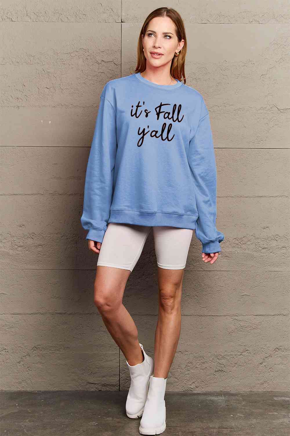 Simply Love Full Size IT'S FALL Y'ALL Graphic Sweatshirt BLUE ZONE PLANET