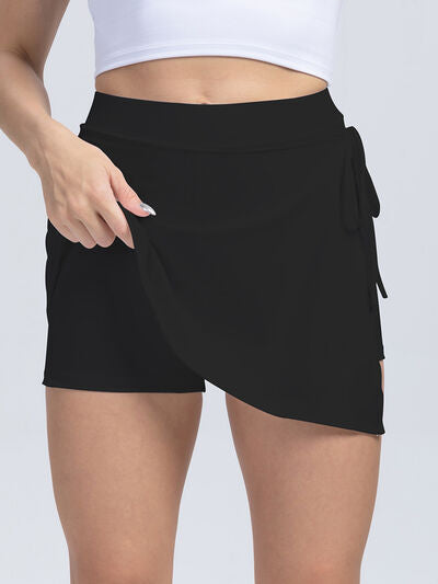 Tied High Waist Active Shorts-BOTTOM SIZES SMALL MEDIUM LARGE-[Adult]-[Female]-Black-S-2022 Online Blue Zone Planet