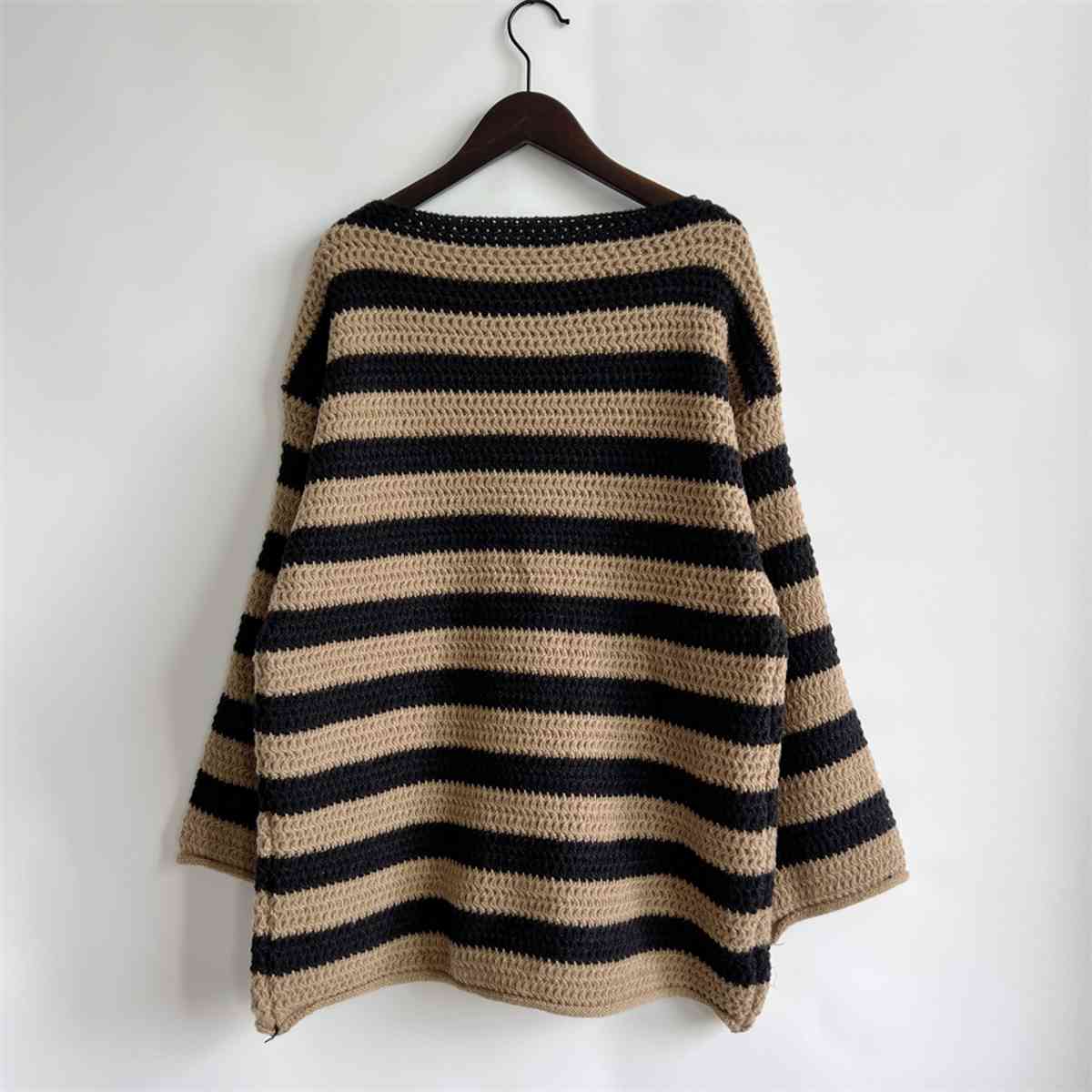 Striped Round Neck Long Sleeve Sweater BLUE ZONE PLANET