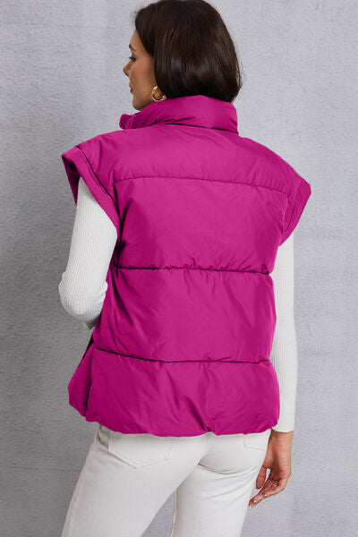 Zip Up Turtleneck Pocketed Vest Coat-TOPS / DRESSES-[Adult]-[Female]-2022 Online Blue Zone Planet