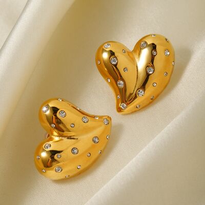 Blue Zone Planet |  Heart Shape 18K Gold-Plated Zircon Earring BLUE ZONE PLANET