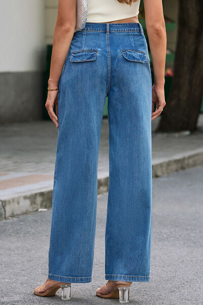 Blue Zone Planet |  High Waist Wide Leg Jeans BLUE ZONE PLANET