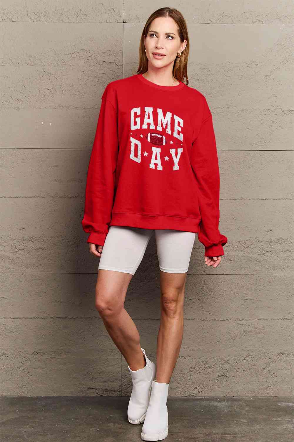 Simply Love Full Size GAME DAY Graphic Sweatshirt BLUE ZONE PLANET