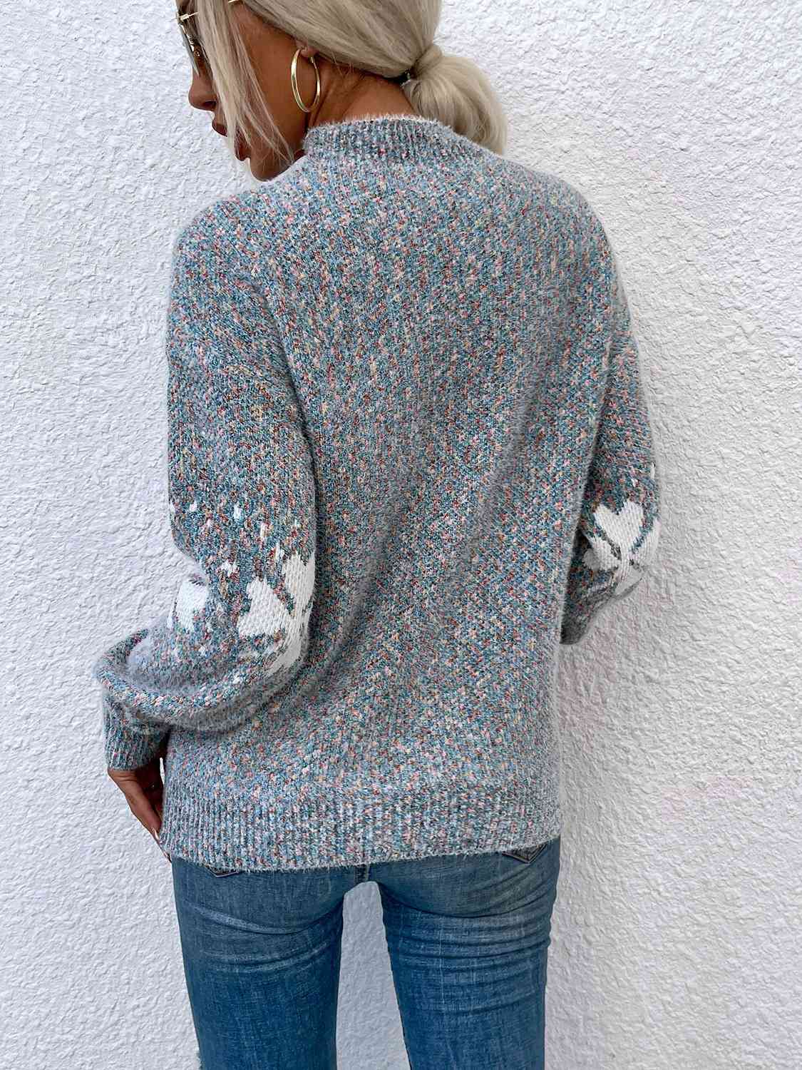 Four Leaf Clover Mock Neck Sweater BLUE ZONE PLANET