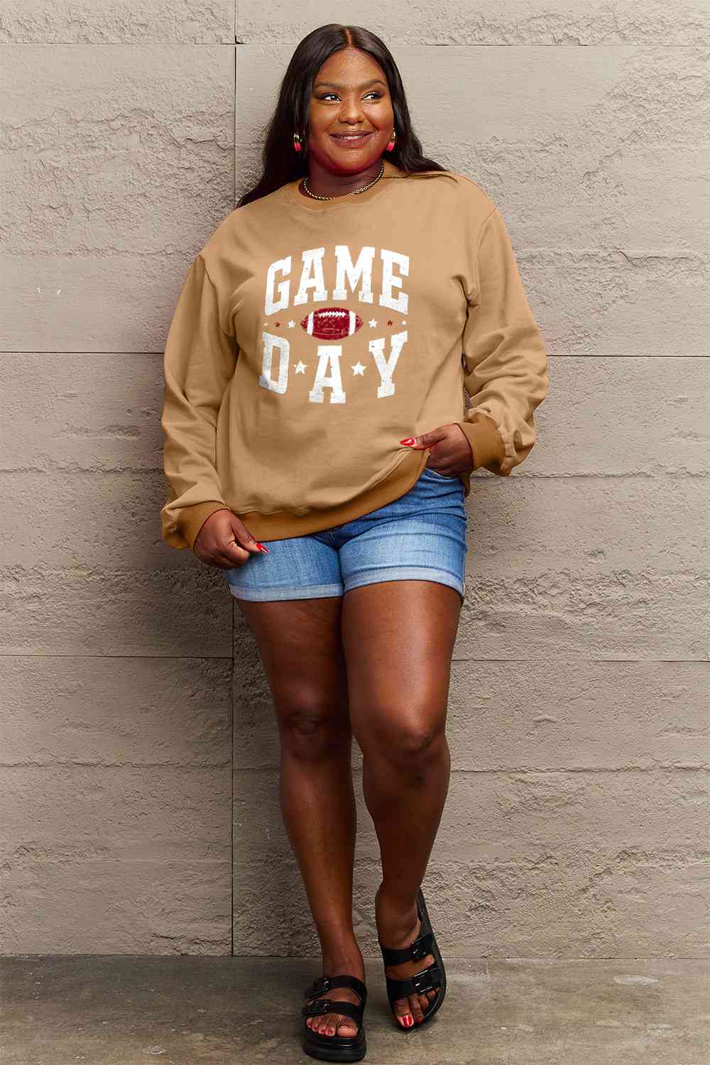 Simply Love Full Size GAME DAY Graphic Sweatshirt BLUE ZONE PLANET