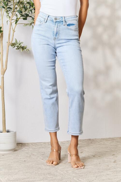 BAYEAS Full Size High Waist Straight Jeans BLUE ZONE PLANET
