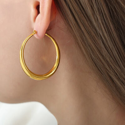 18K Gold-Plated Hoop Earrings-EARRINGS-[Adult]-[Female]-Gold-One Size-2022 Online Blue Zone Planet